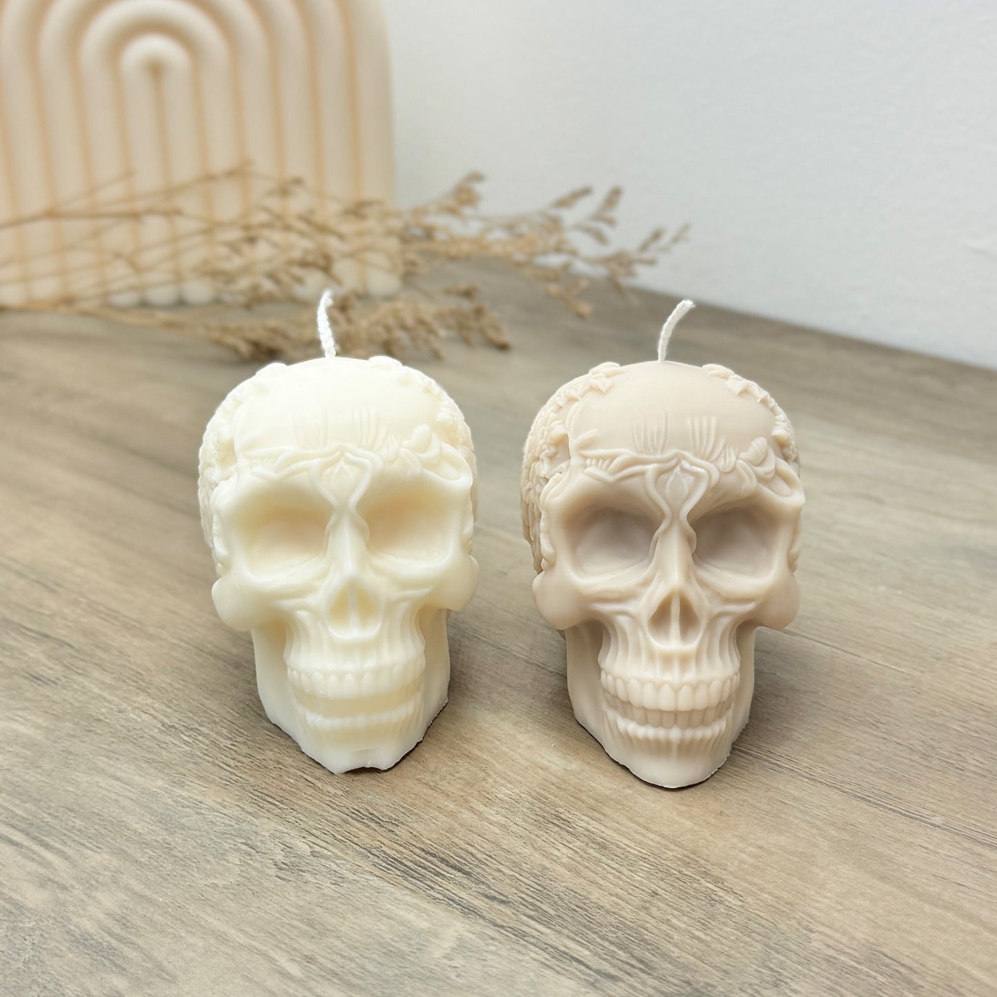 Flower Skull Candle for Halloween Decoration - Gothic Decor - Gothic Wedding Candle