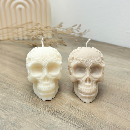 Flower Skull Candle for Halloween Decoration - Gothic Decor - Gothic Wedding Candle