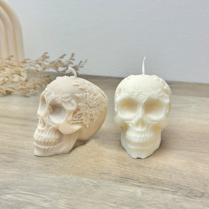 Flower Skull Candle for Halloween Decoration - Gothic Decor - Gothic Wedding Candle