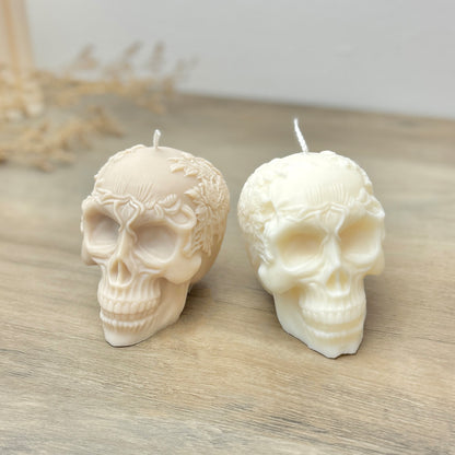 Flower Skull Candle for Halloween Decoration - Gothic Decor - Gothic Wedding Candle