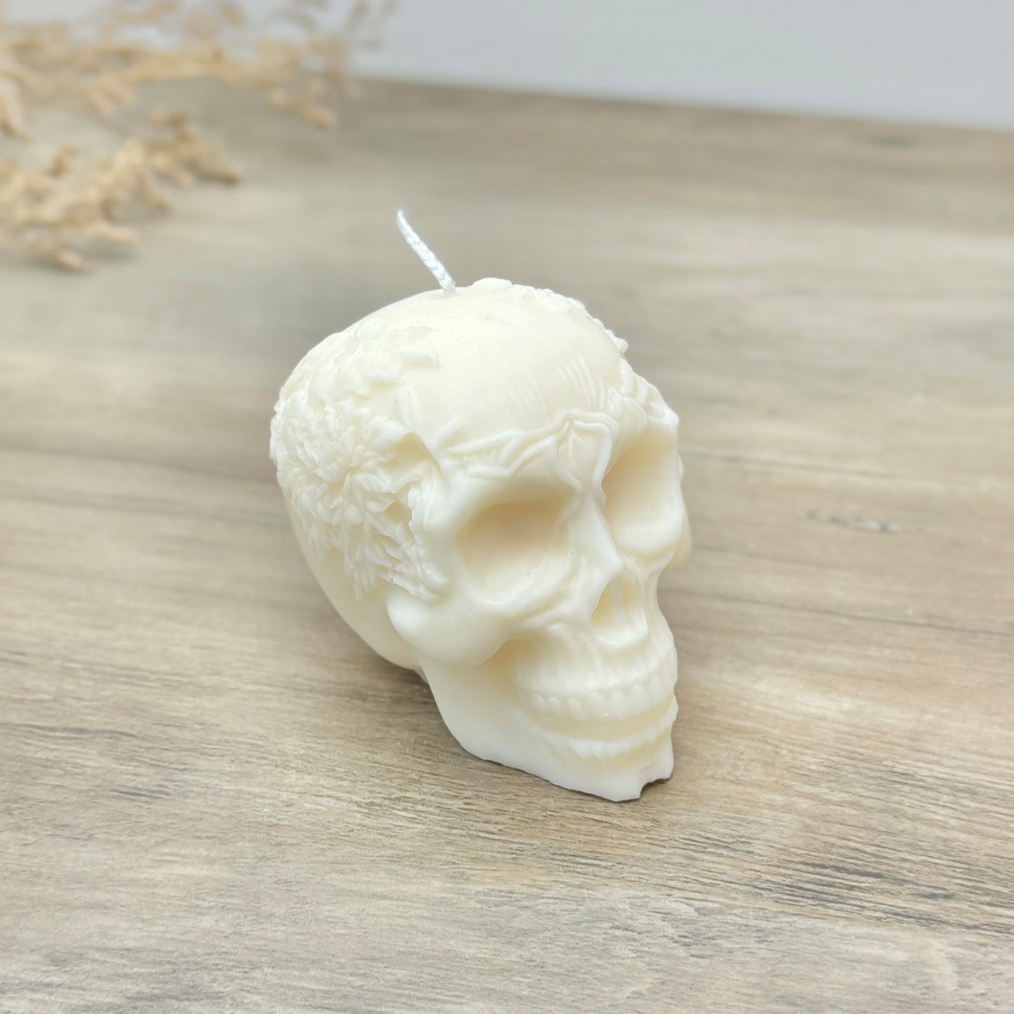 Flower Skull Candle for Halloween Decoration - Gothic Decor - Gothic Wedding Candle