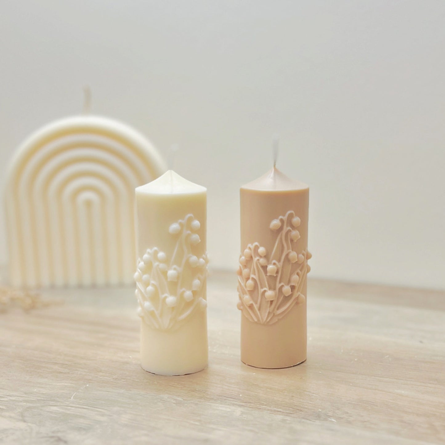 Floral Bell Flower Pillar Candle - Scented Floral Candles - Gift Candles