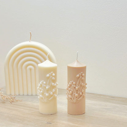 Floral Bell Flower Pillar Candle - Scented Floral Candles - Gift Candles