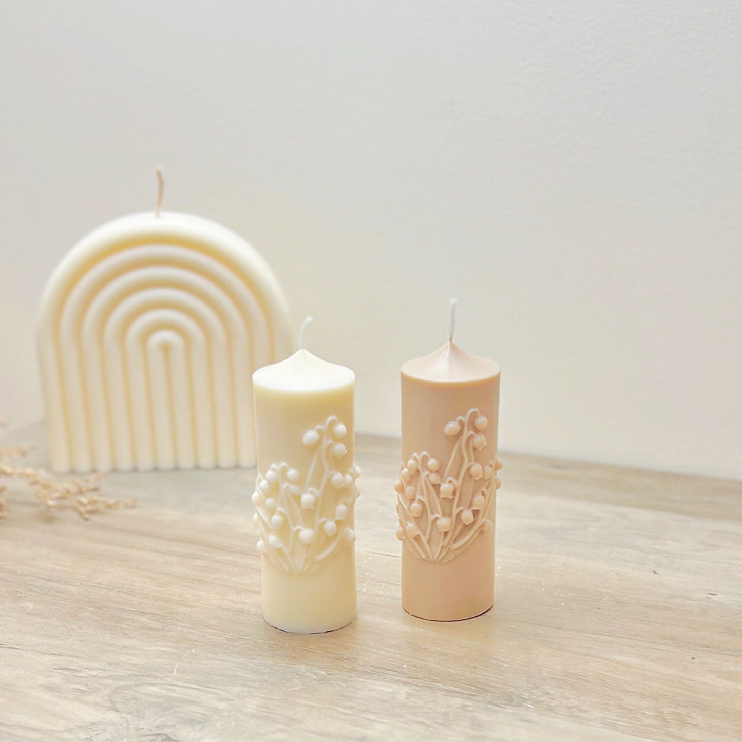 Floral Bell Flower Pillar Candle - Scented Floral Candles - Gift Candles