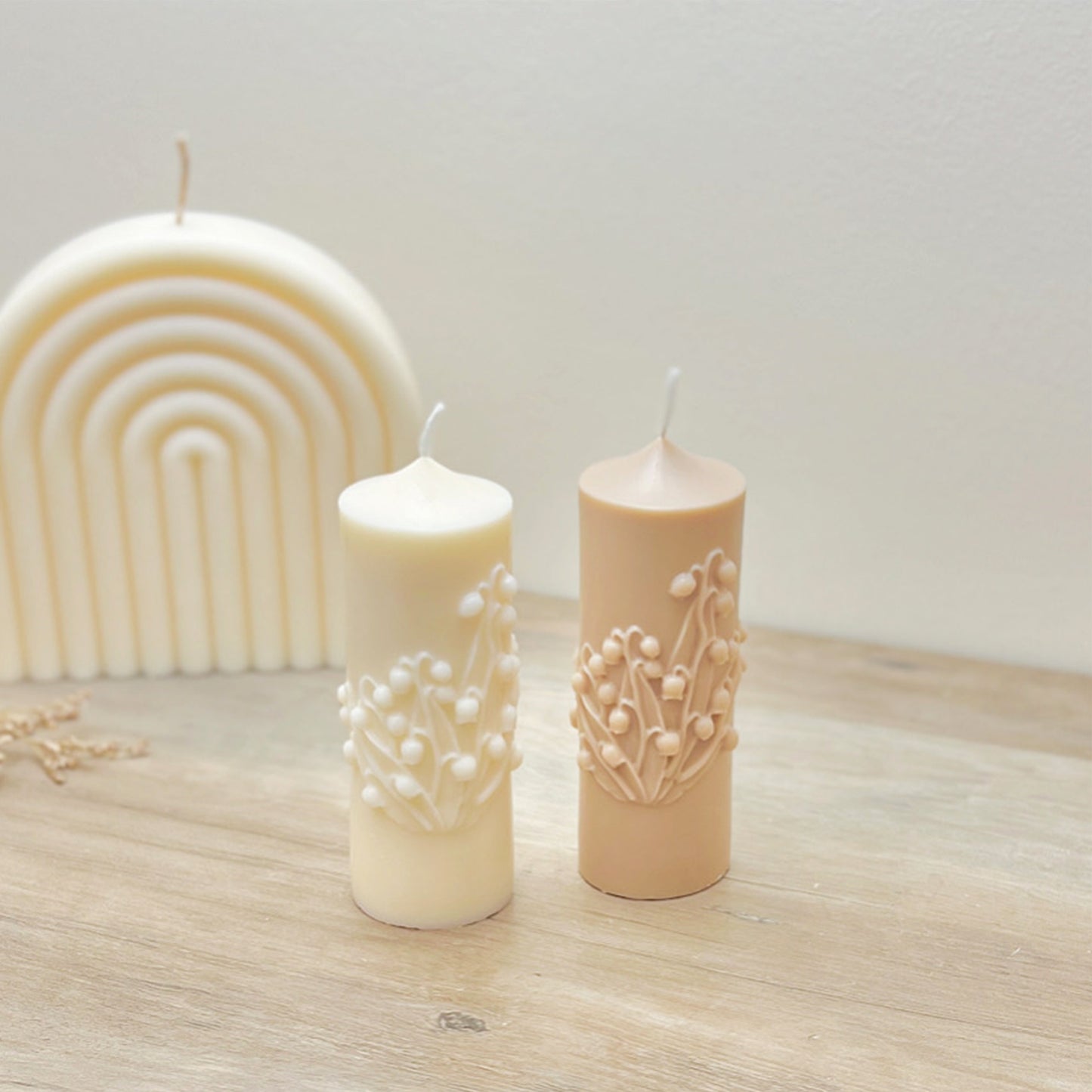 Floral Bell Flower Pillar Candle - Scented Floral Candles - Gift Candles