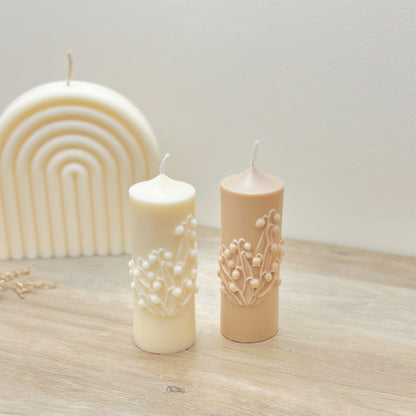 Floral Bell Flower Pillar Candle - Scented Floral Candles - Gift Candles