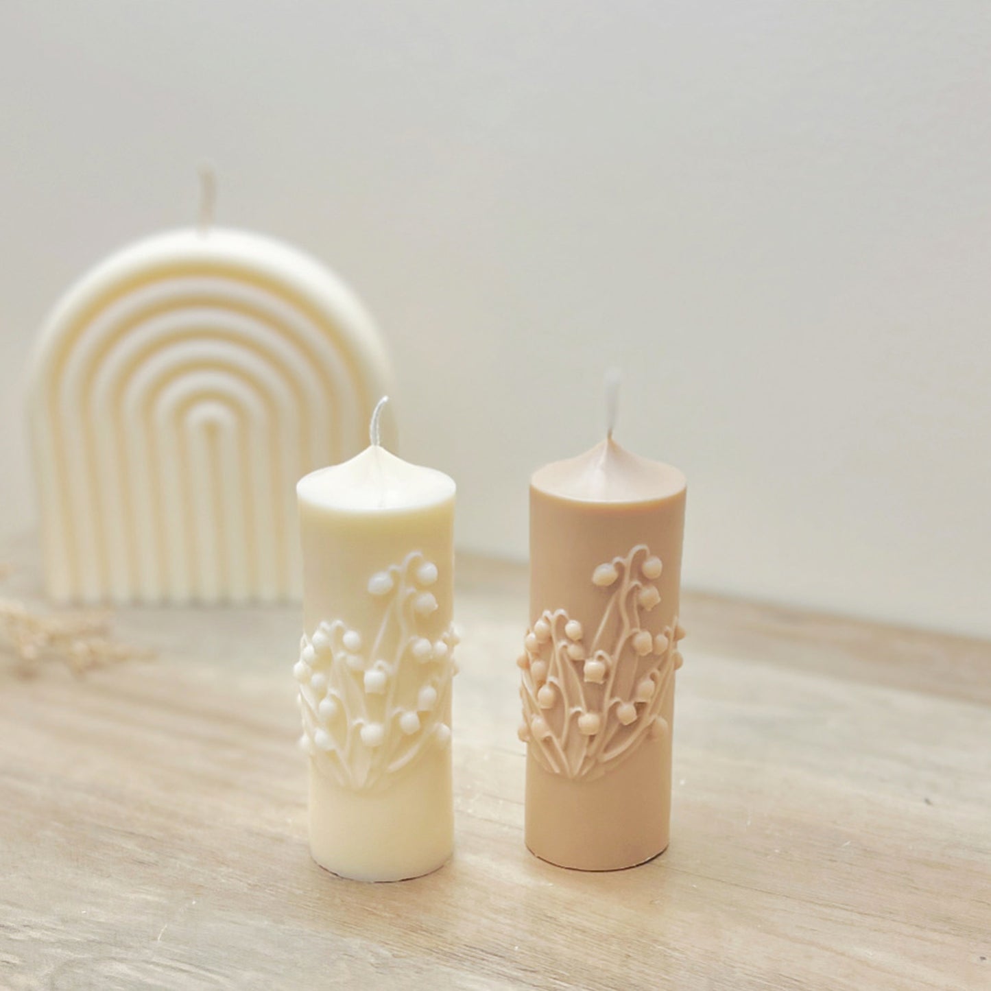 Floral Bell Flower Pillar Candle - Scented Floral Candles - Gift Candles