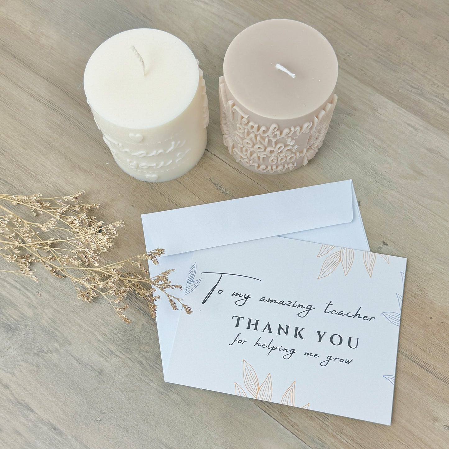 Teacher Gift Candle and Thank You Card Set - Thank You Teacher Gift - Gifts for Teachers