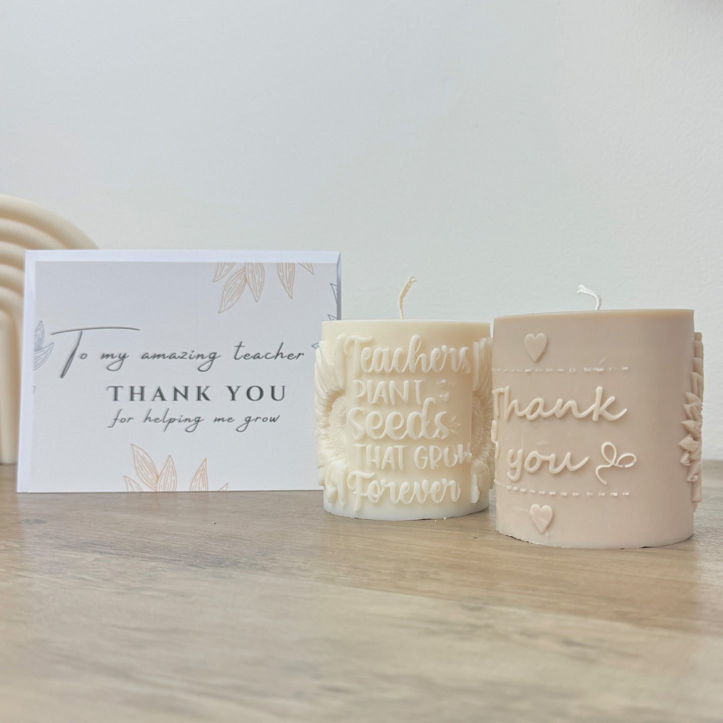 Teacher Gift Candle and Thank You Card Set - Thank You Teacher Gift - Gifts for Teachers