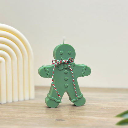 Green Christmas Gingerbread Candles - Festive Gingerbread Man Candle