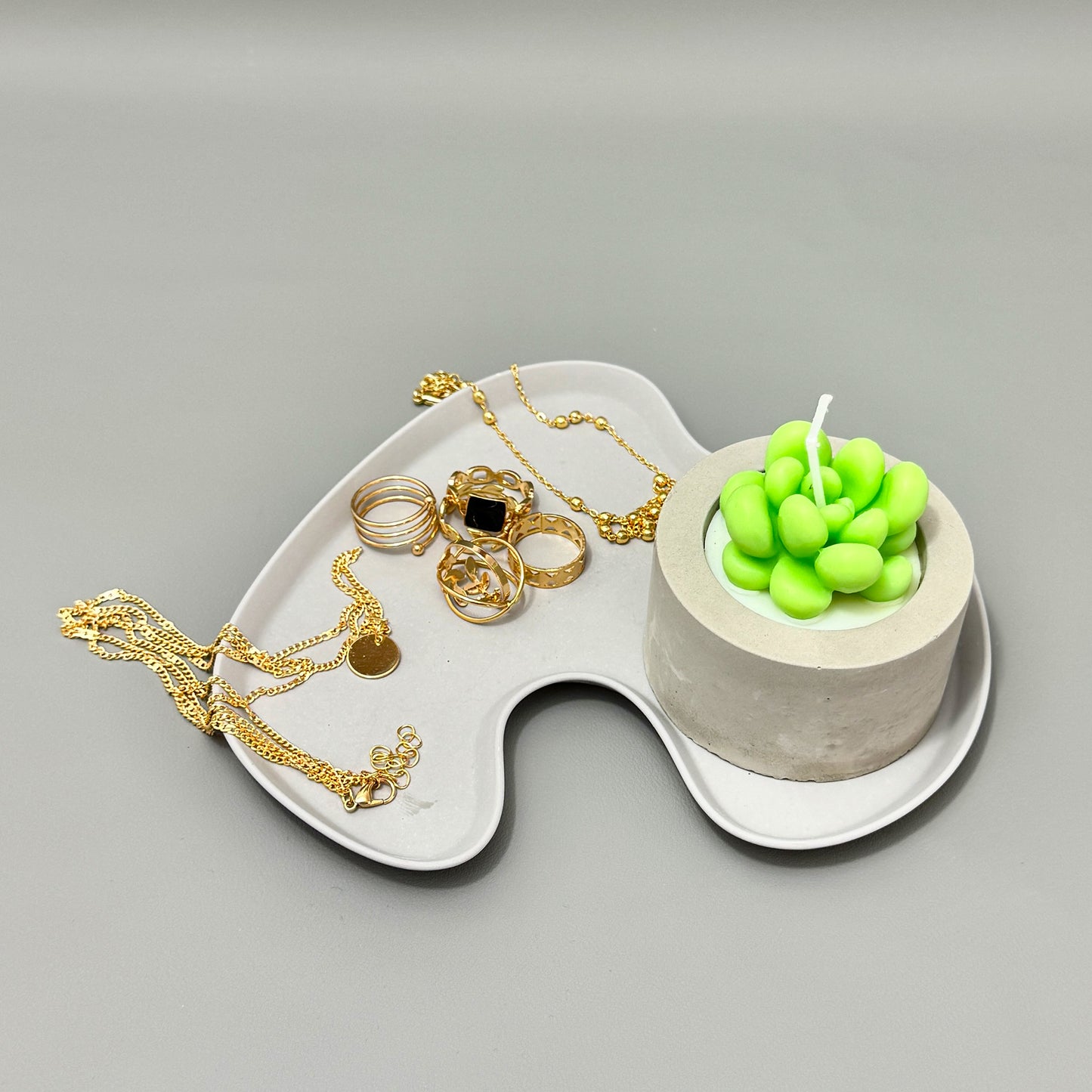 Grey Jewellery & Trinket Tray – Handmade Accent Tray for Keys and Candles