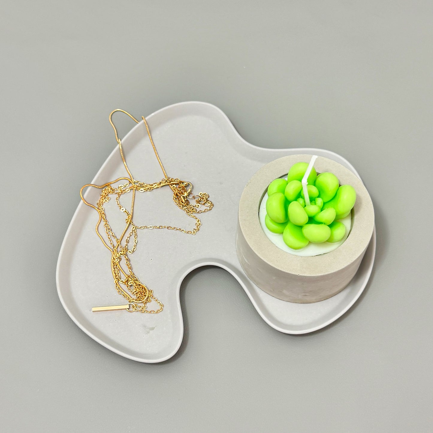 Grey Jewellery & Trinket Tray – Handmade Accent Tray for Keys and Candles