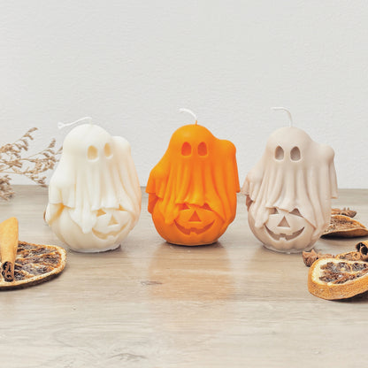 Colourful Ghost and Pumpkin Halloween Candle - Spooky Halloween Decor