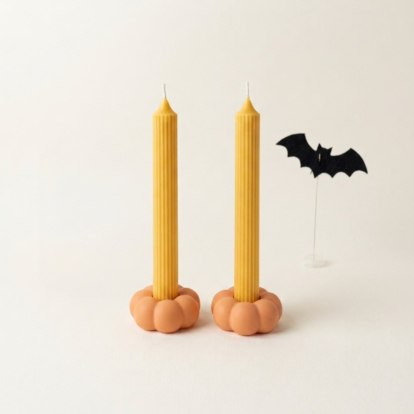 Orange Pumpkin Candle Holders - Halloween Decor