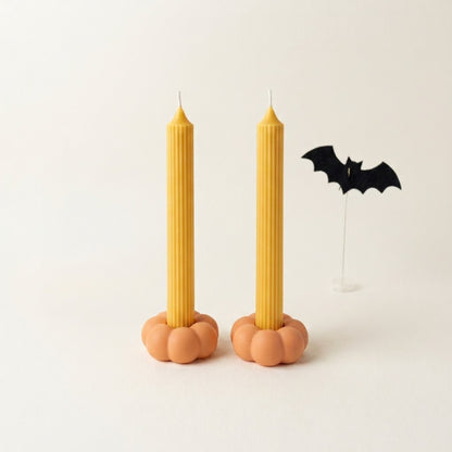 Orange Pumpkin Candle Holders - Halloween Decor