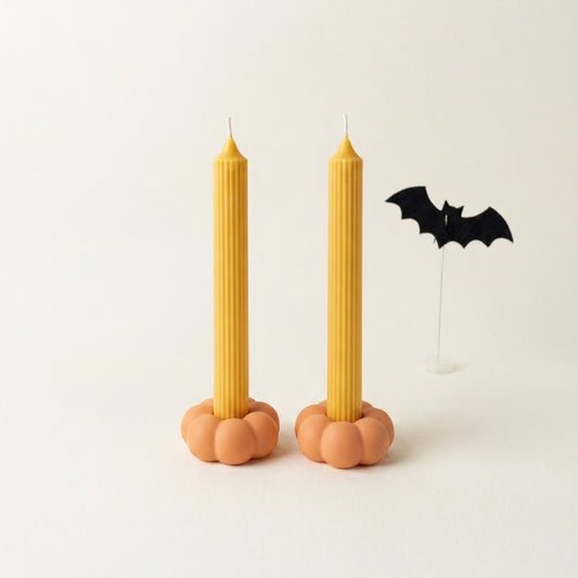 Orange Pumpkin Candle Holders - Halloween Decor