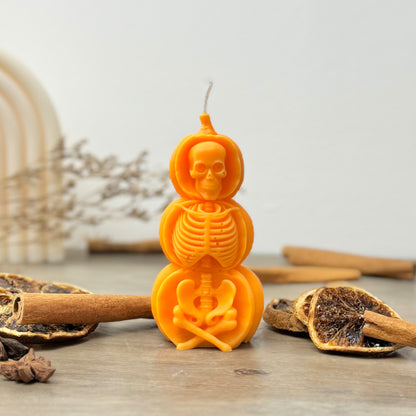 Halloween Skeleton Candle - Orange Pumpkin Candle - Halloween Decoration