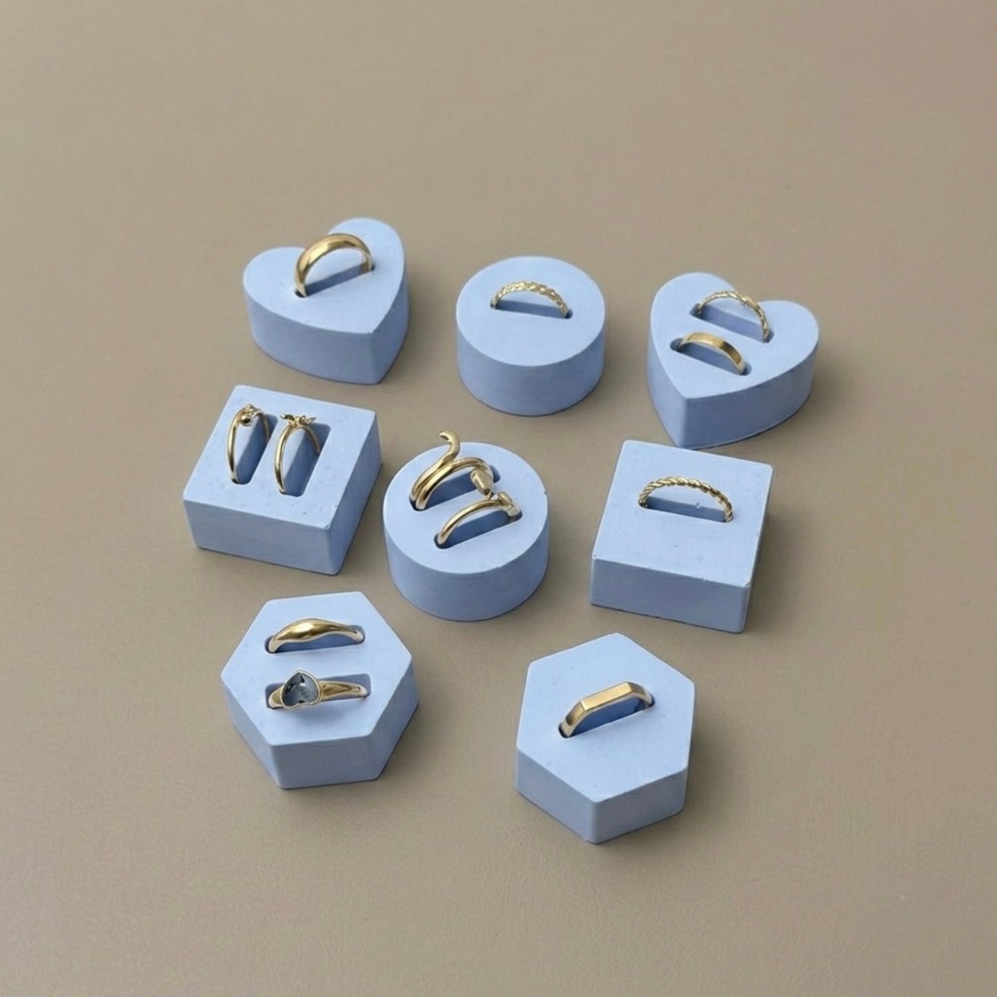 Set of 8 Ring Holders - Modern Ring Stands