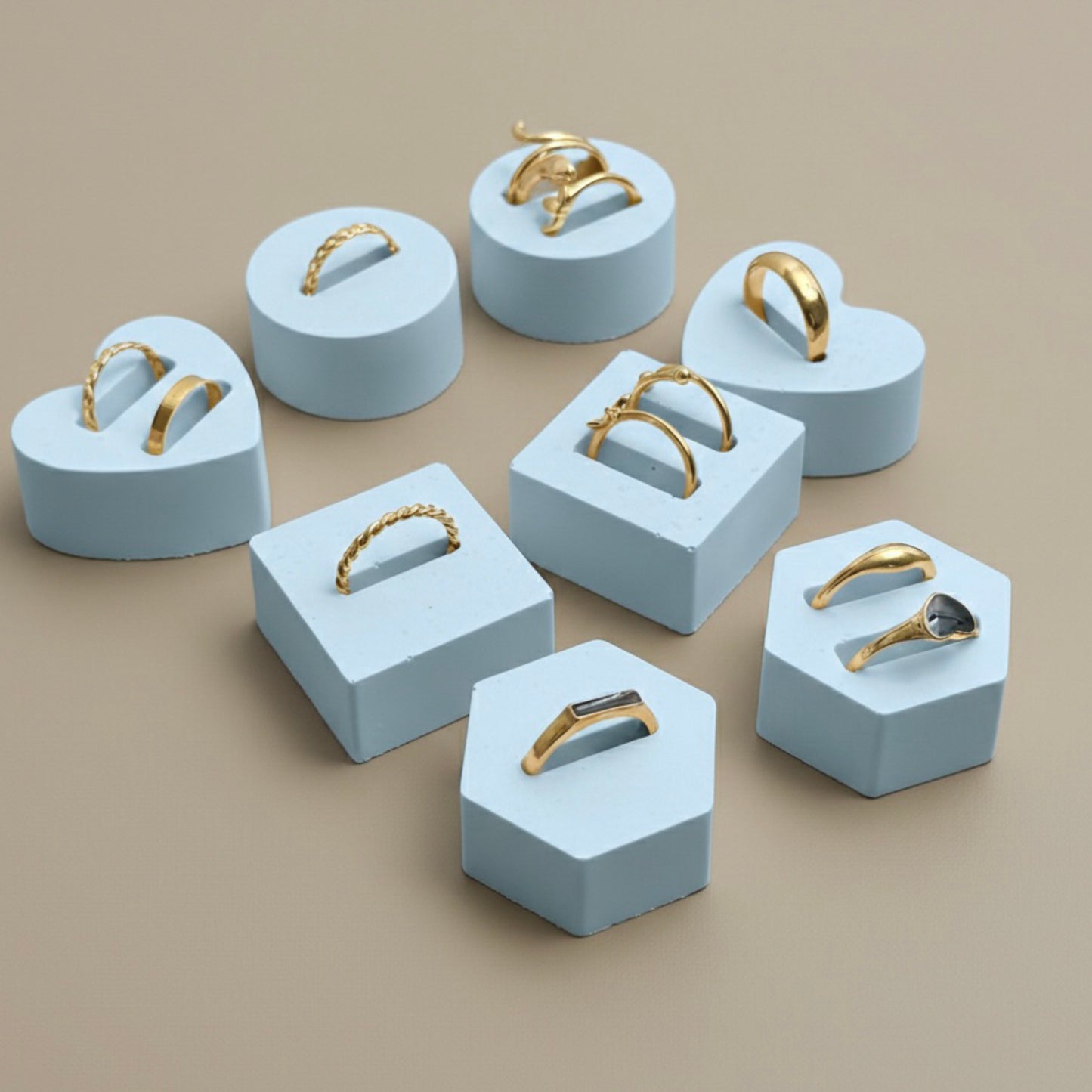 Set of 8 Ring Holders - Modern Ring Stands