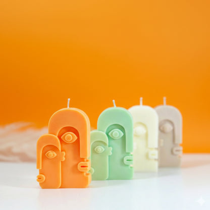 Abstract Soy Candle with Face Design - Moaie Face Shape Candles - Aesthetic Candles