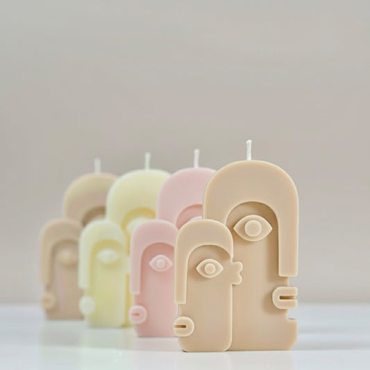 Abstract Soy Candle with Face Design - Moaie Face Shape Candles - Aesthetic Candles