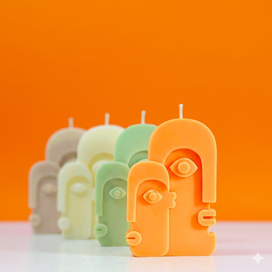 Abstract Soy Candle with Face Design - Moaie Face Shape Candles - Aesthetic Candles