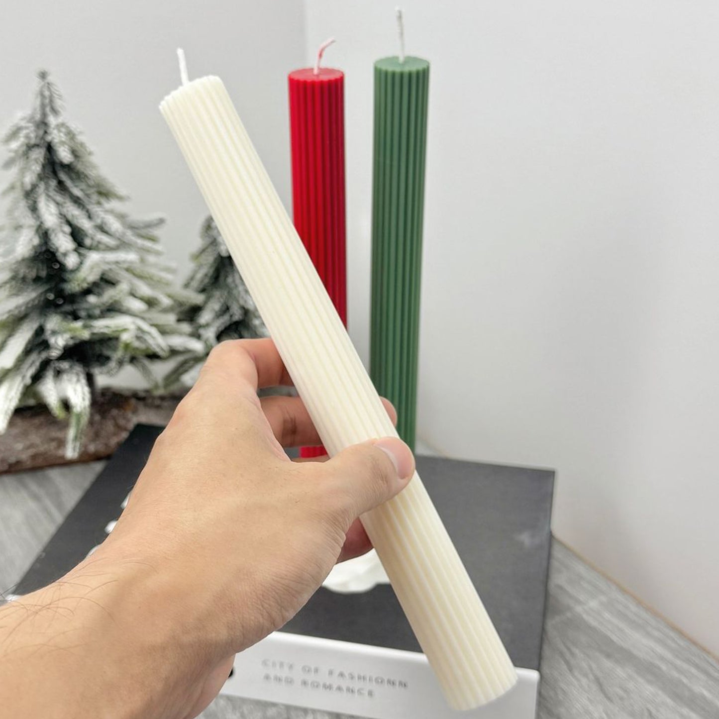 Minimalist Christmas Dinner Candles - Colourful Christmas Dinner Table Candlestick