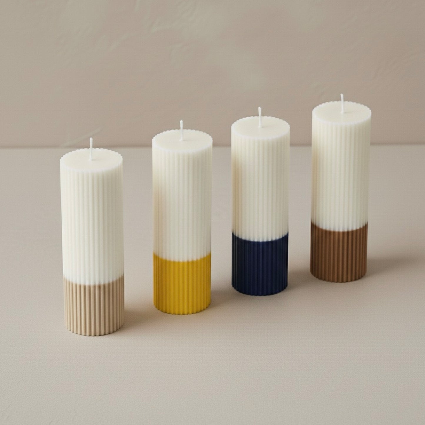Ombre Pillar Candle - Two Tone Pillar Candle - Ribbed Aesthetic Candles