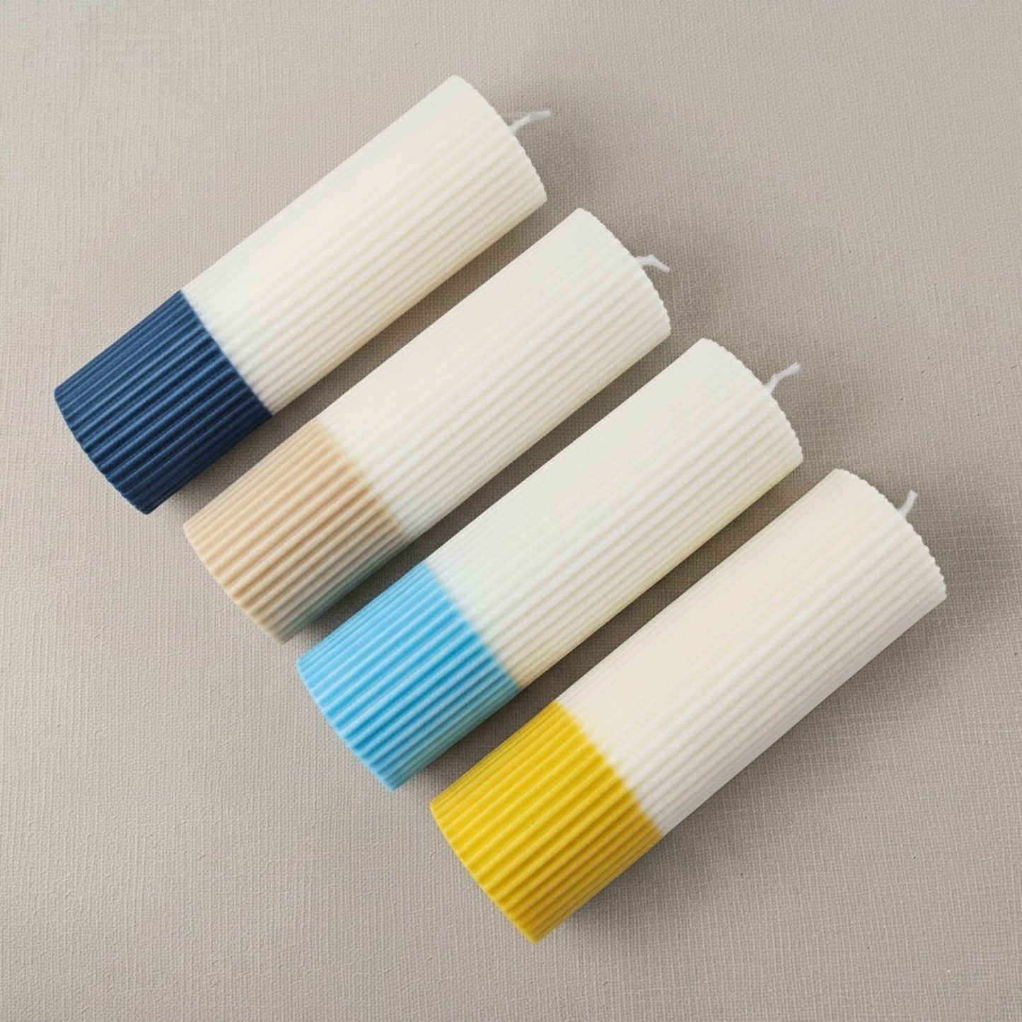 Ombre Pillar Candle - Two Tone Pillar Candle - Ribbed Aesthetic Candles
