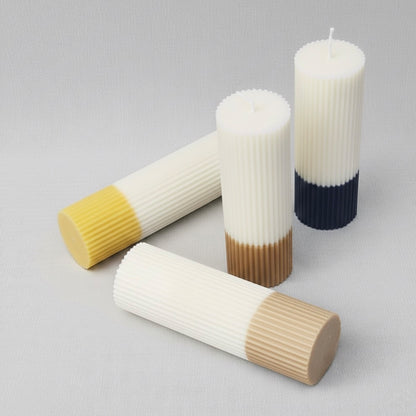 Ombre Pillar Candle - Two Tone Pillar Candle - Ribbed Aesthetic Candles