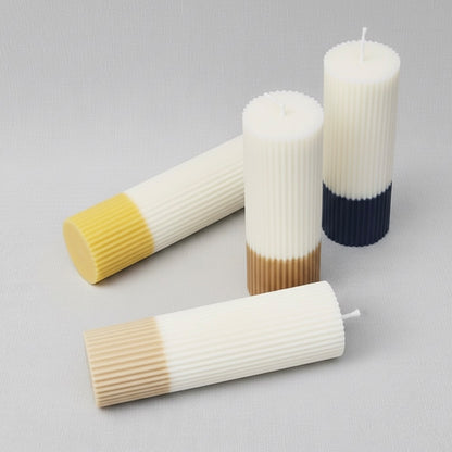 Ombre Pillar Candle - Two Tone Pillar Candle - Ribbed Aesthetic Candles