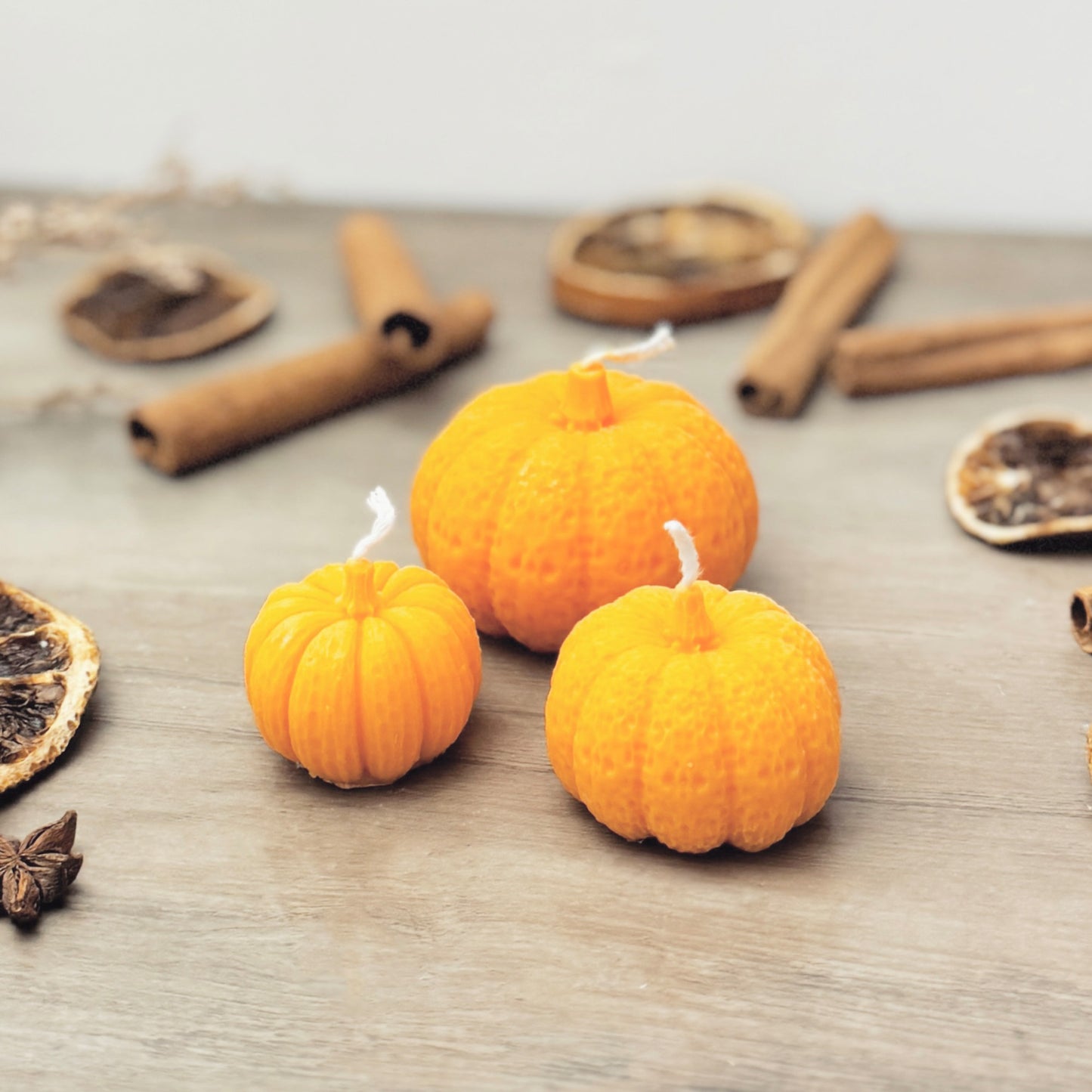 Orange Autumn Pumpkin Tea Light Candles Set of 3 - Autumn Candles - Autumn Decor