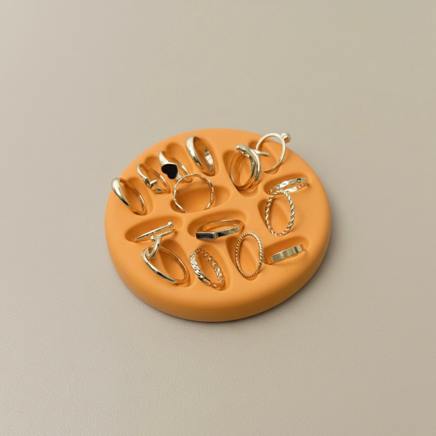 Orange Ring Organiser - Round Multi Ring Dish