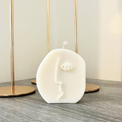 Moai Face Shape Candle - Round Pillar Candles - Oval Aesthetic Candle