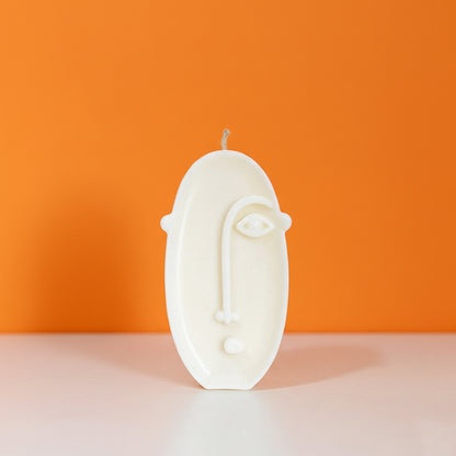 Tall Oval Shape Pillar Candle - Decorative Face Candles - Moai Face Shape Candle