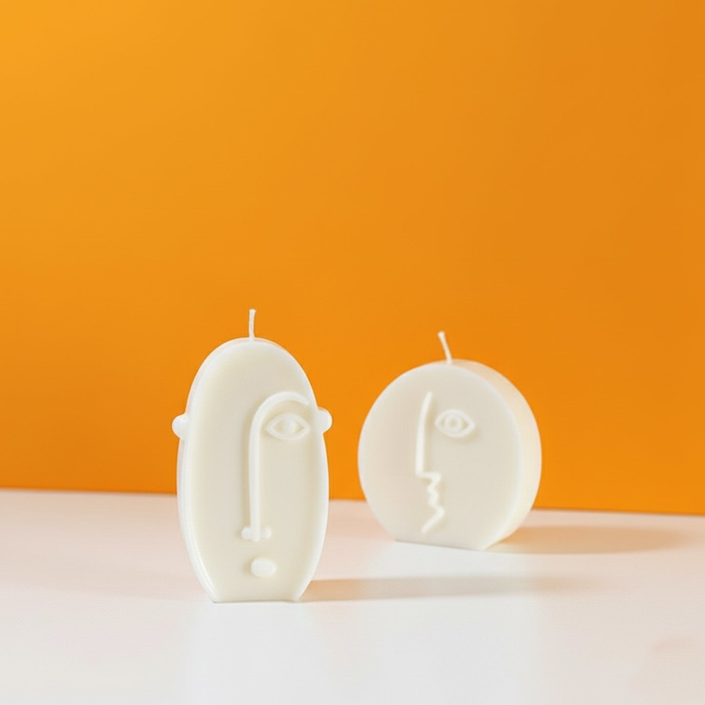 Tall Oval Shape Pillar Candle - Decorative Face Candles - Moai Face Shape Candle