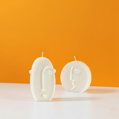 Tall Oval Shape Pillar Candle - Decorative Face Candles - Moai Face Shape Candle