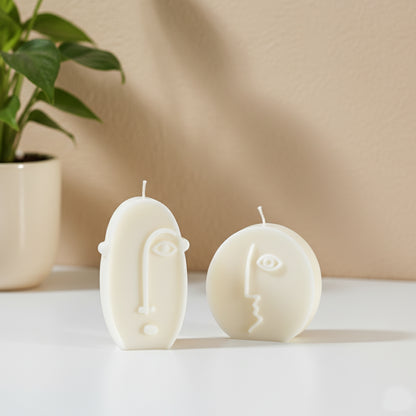 Tall Oval Shape Pillar Candle - Decorative Face Candles - Moai Face Shape Candle
