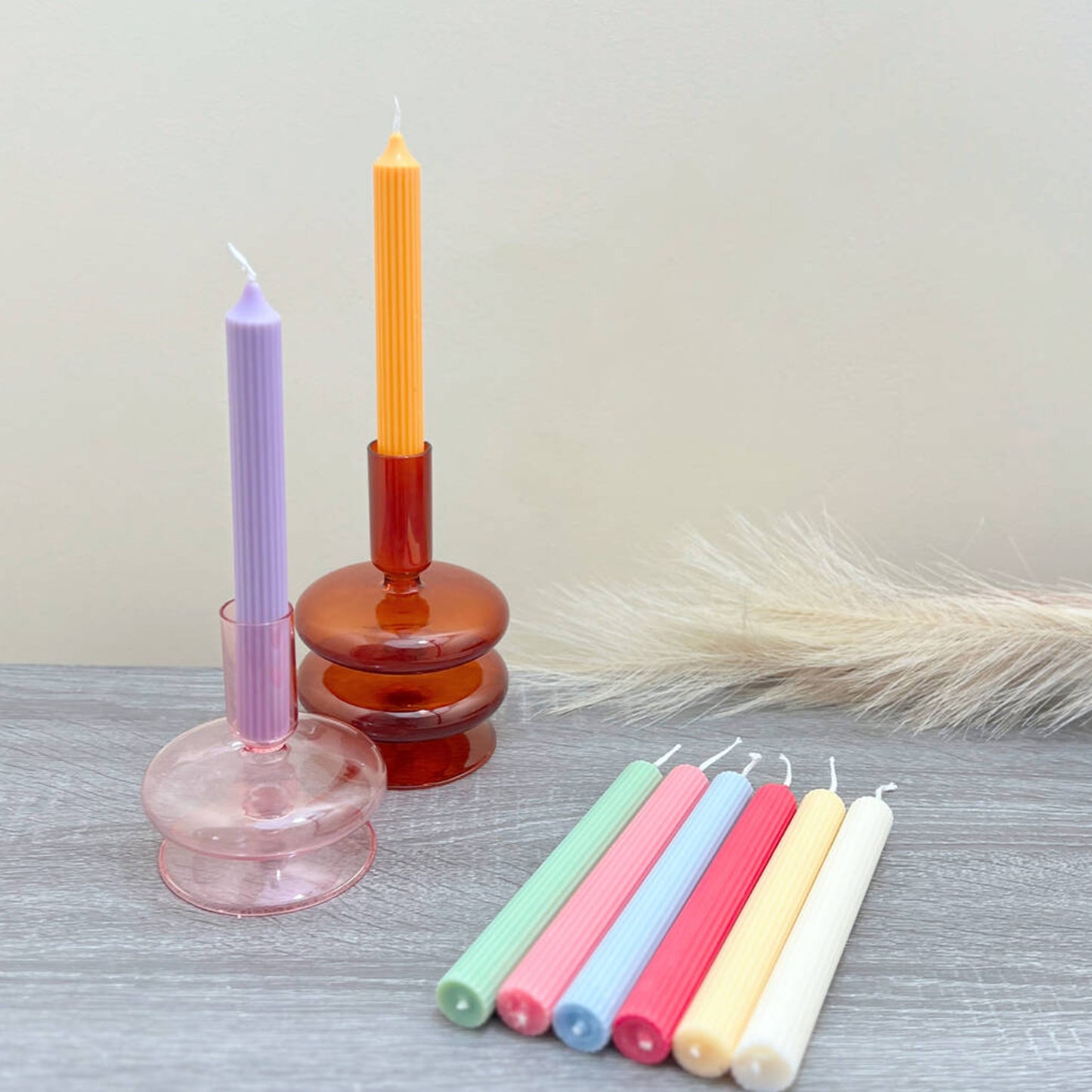 Colourful Dinner Candles - Pastel Dinner Table Candle - Soy Candlesticks