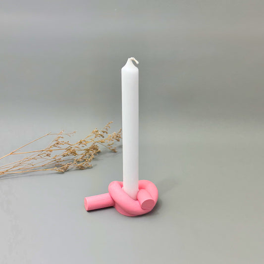 Pink Knotted Candlestick Holder - Pink Dinner Candle Holder - Knot Candle Holder