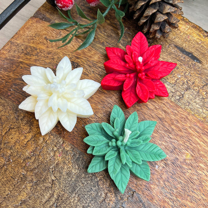 Christmas Poinsettia Tealight Candles - Christmas Flower Candle Gift Set