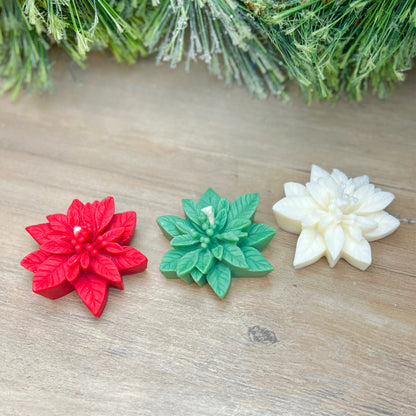 Christmas Poinsettia Tealight Candles - Christmas Flower Candle Gift Set