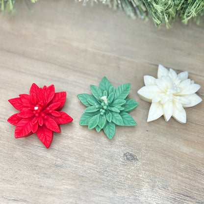 Christmas Poinsettia Tealight Candles - Christmas Flower Candle Gift Set