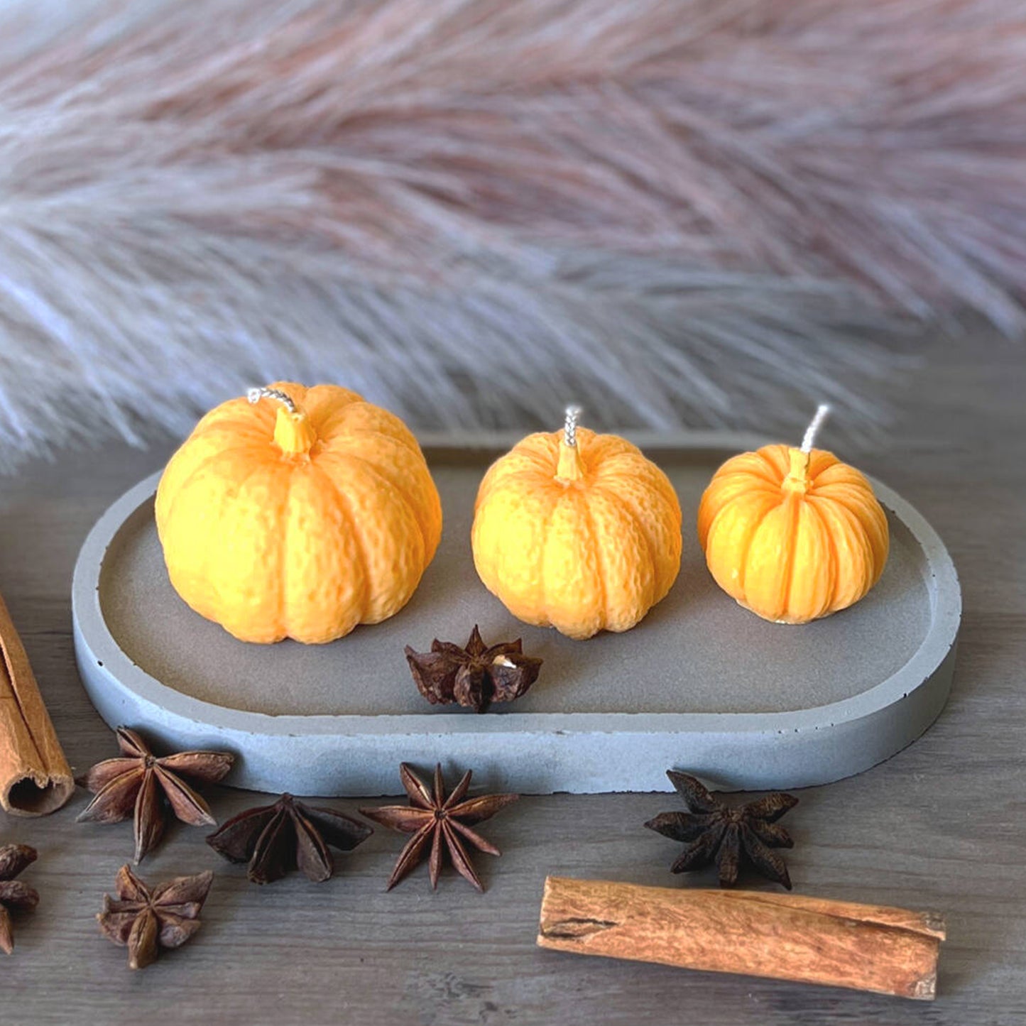 Pumpkin Spice Halloween Candles Set of 3 - Pumpkin Tealight Candle - Autumn Decor