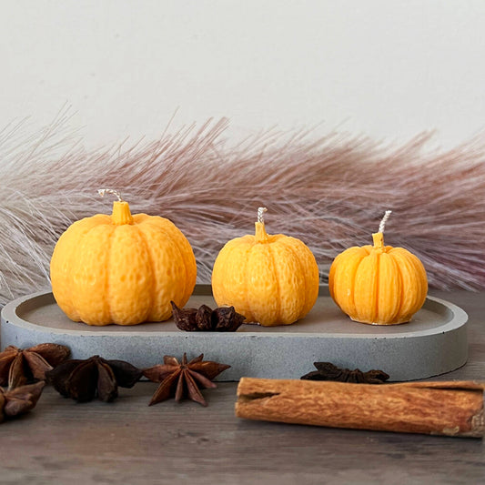 Pumpkin Spice Halloween Candles Set of 3 - Pumpkin Tealight Candle - Autumn Decor