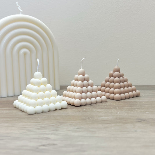 Triangle Candles - Pyramid Bubble Candle - White Pillar Candles