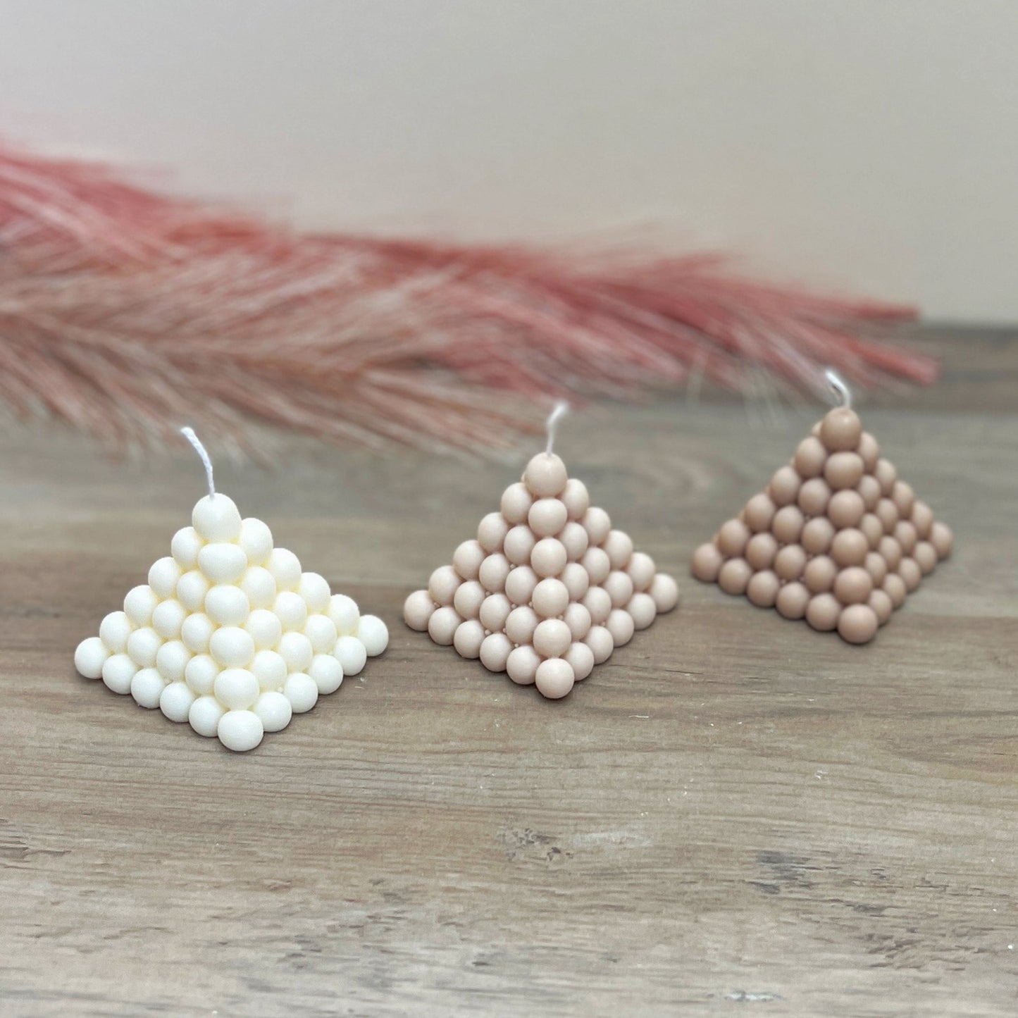 Triangle Candles - Pyramid Bubble Candle - White Pillar Candles