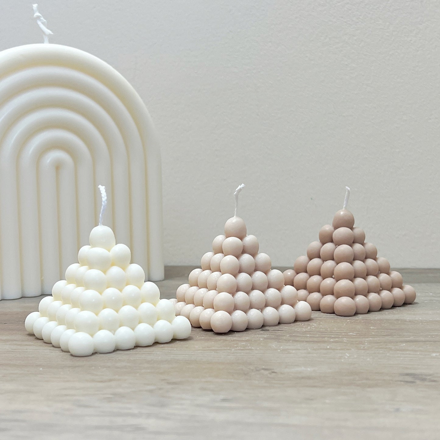 Triangle Candles - Pyramid Bubble Candle - White Pillar Candles