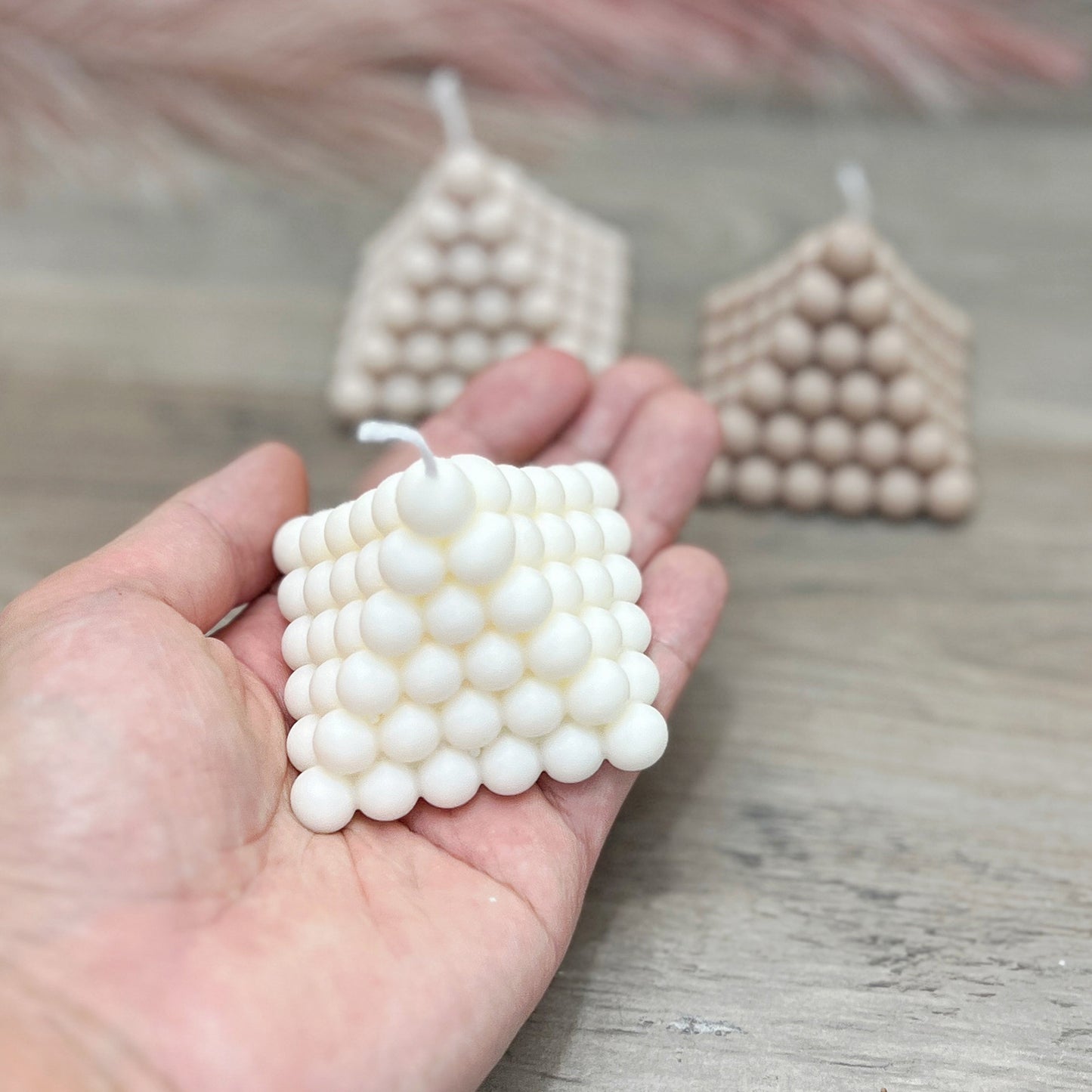 Triangle Candles - Pyramid Bubble Candle - White Pillar Candles