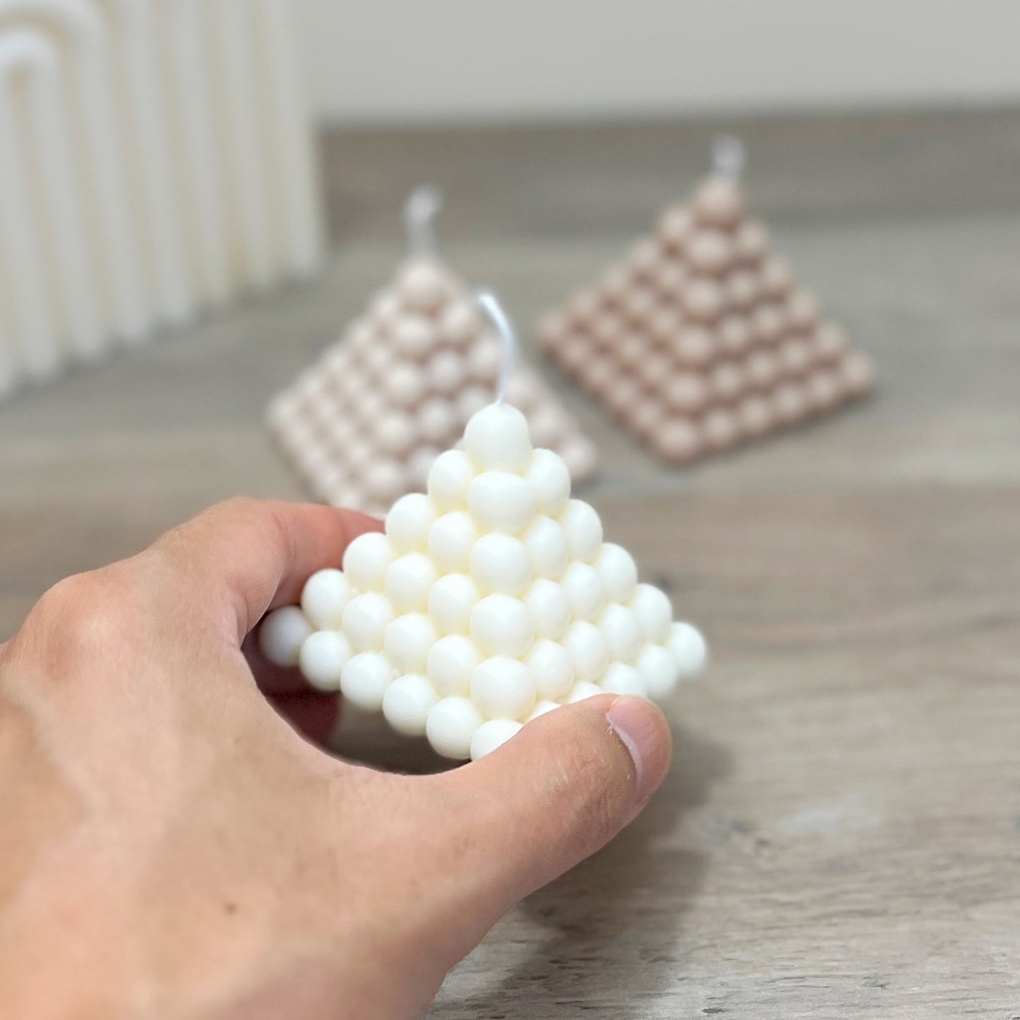 Triangle Candles - Pyramid Bubble Candle - White Pillar Candles